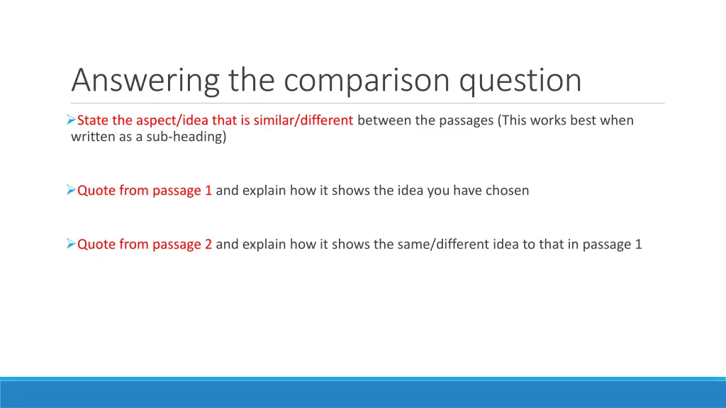 answering the comparison question 1