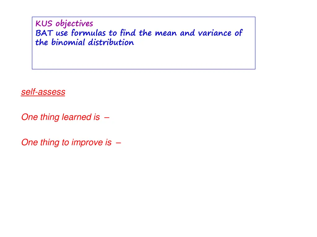 kus objectives bat use formulas to find the mean