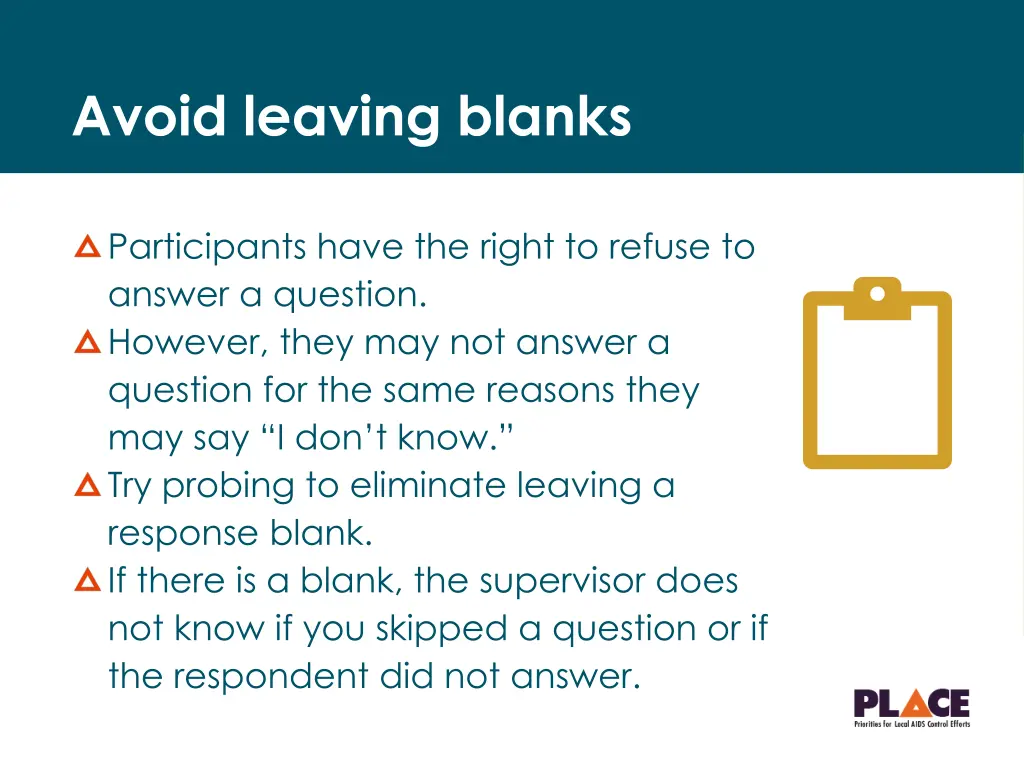 avoid leaving blanks