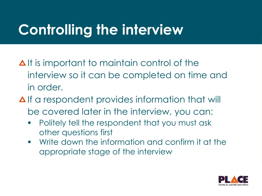 controlling the interview