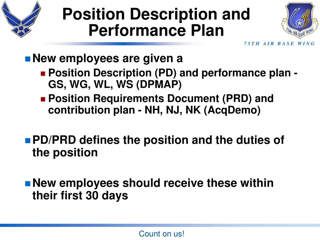 position description and performance plan