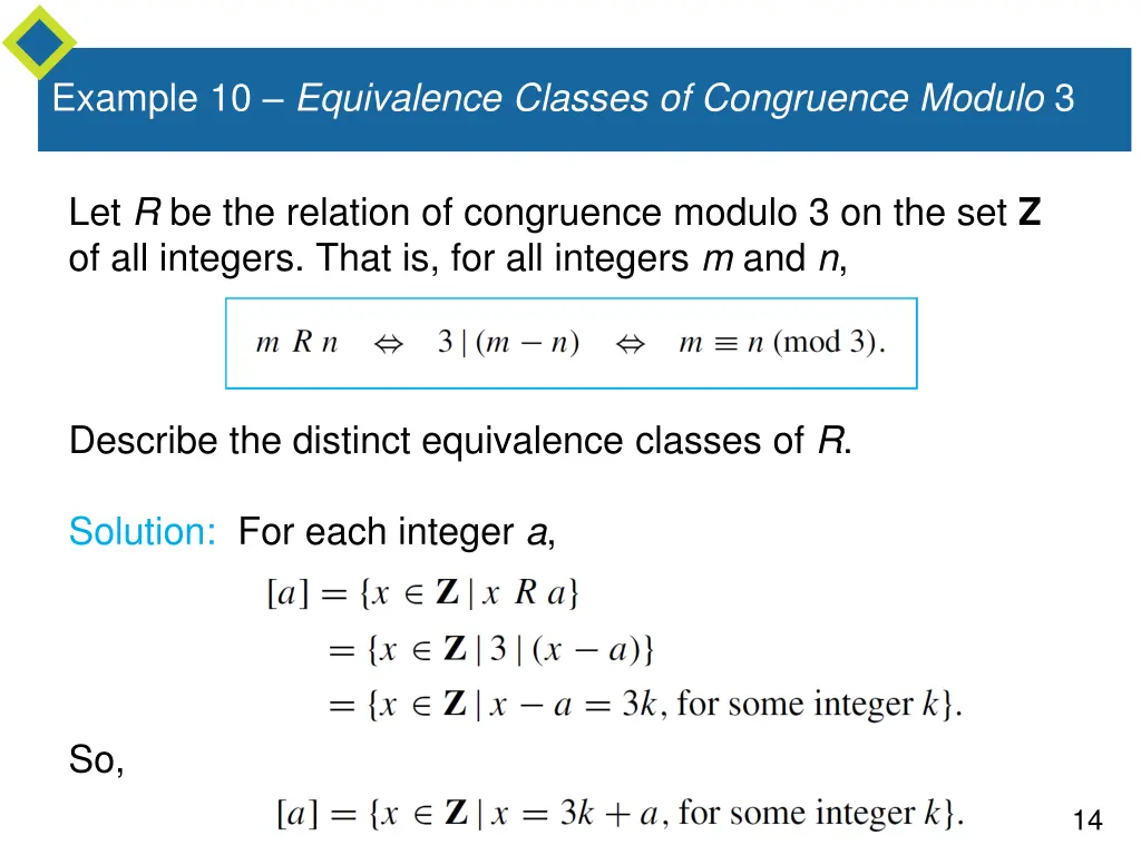 example 10 equivalence classes of congruence