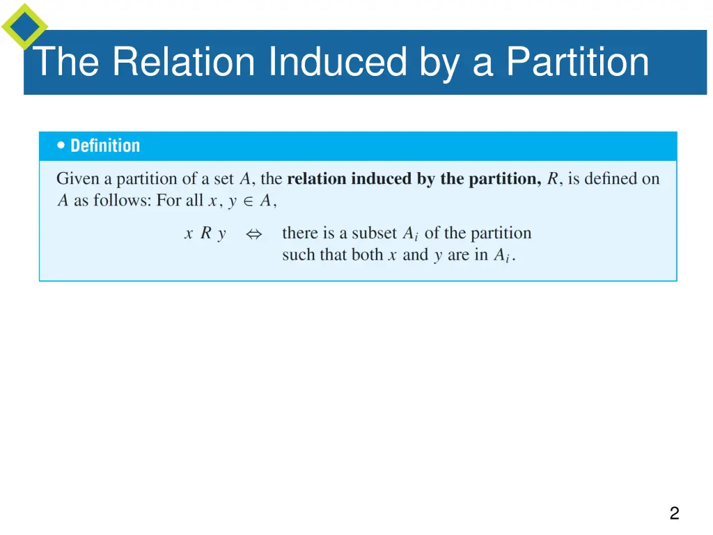 the relation induced by a partition 1