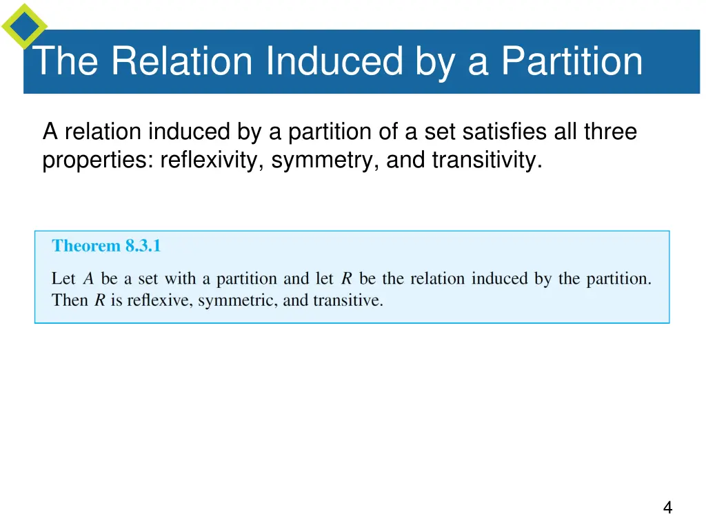 the relation induced by a partition 2