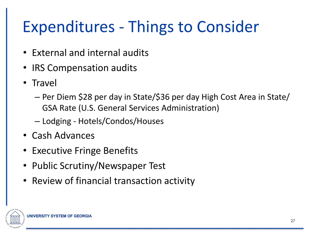 expenditures things to consider