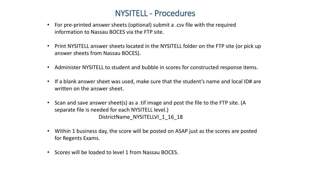 nysitell nysitell procedures procedures