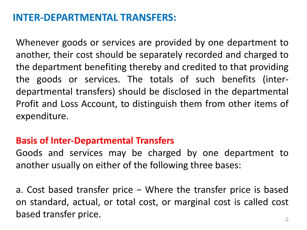 inter departmental transfers