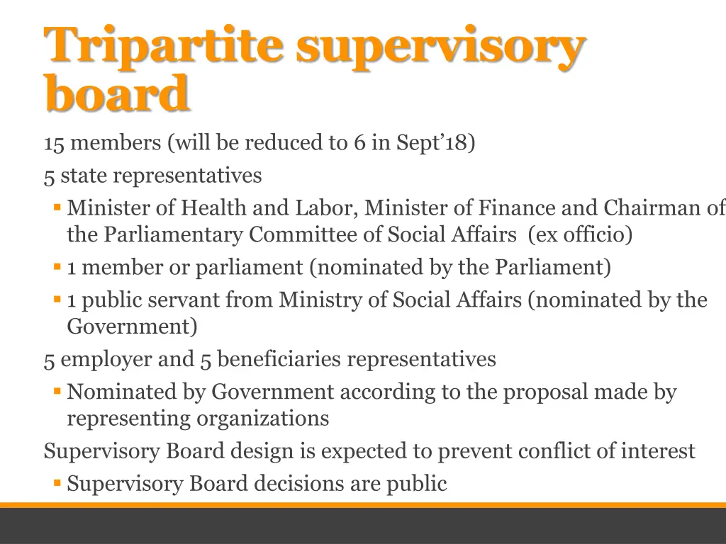 tripartite supervisory board 15 members will