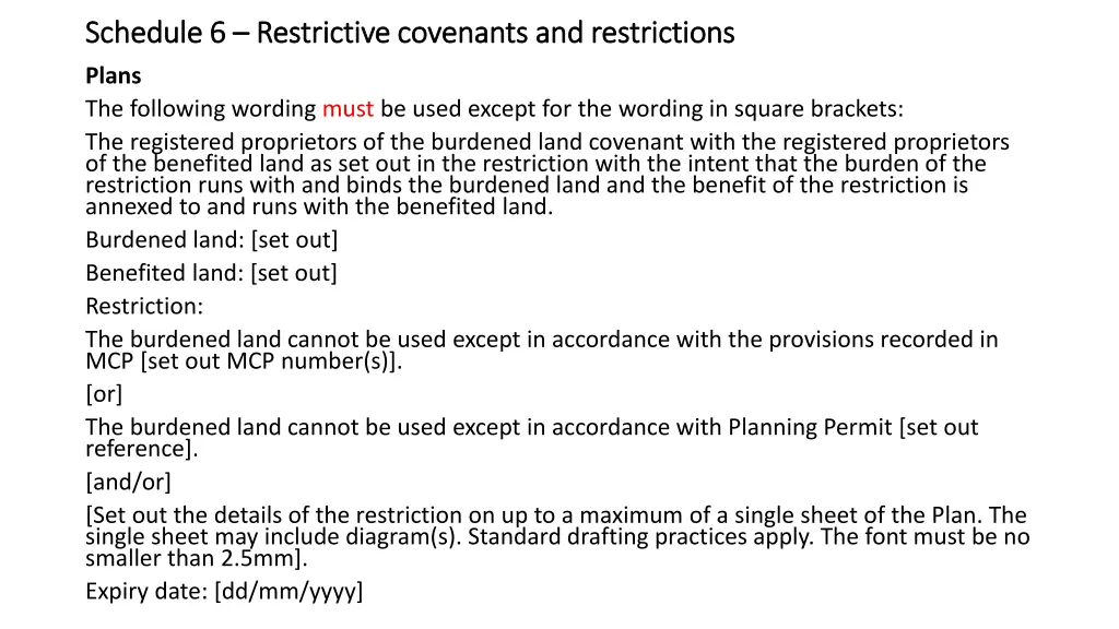 schedule 6 schedule 6 restrictive covenants