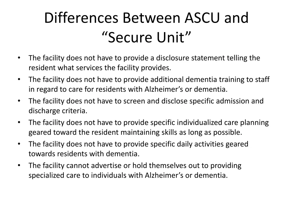 differences between ascu and secure unit