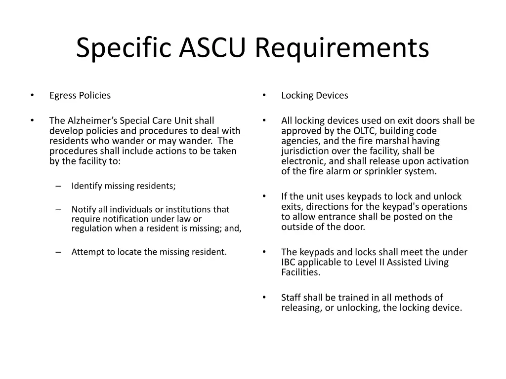 specific ascu requirements 4