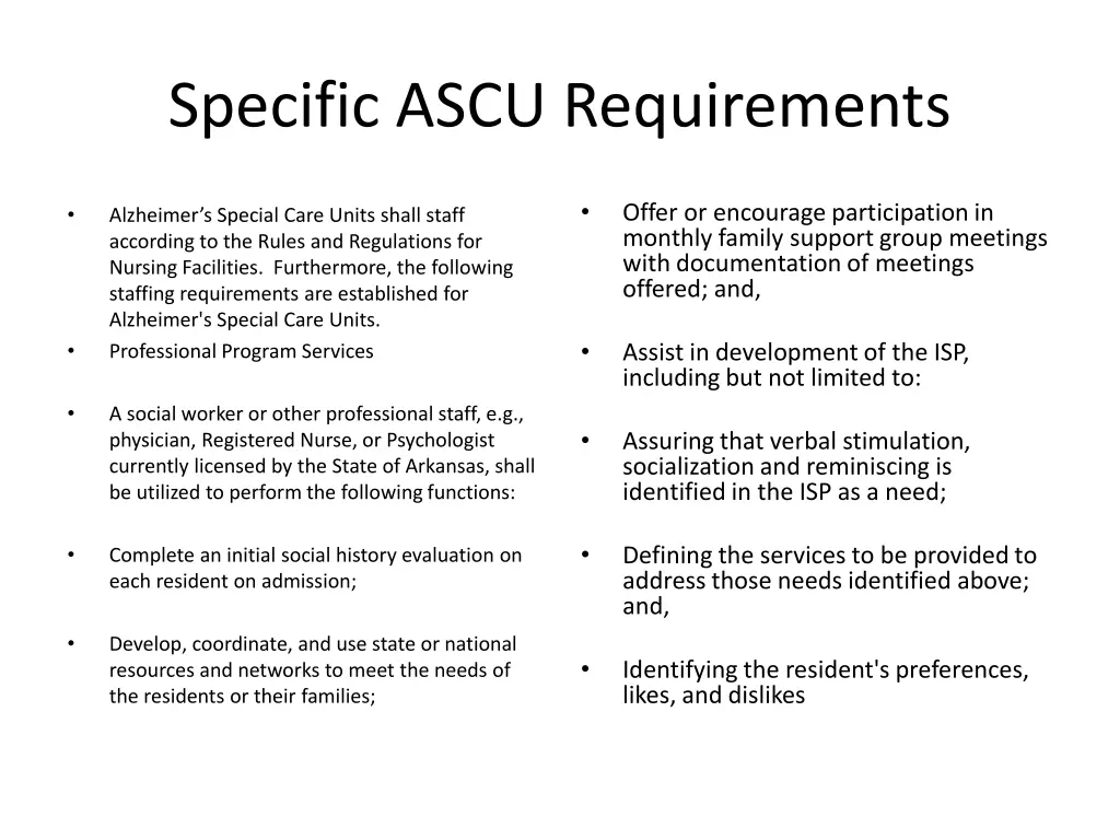 specific ascu requirements 5