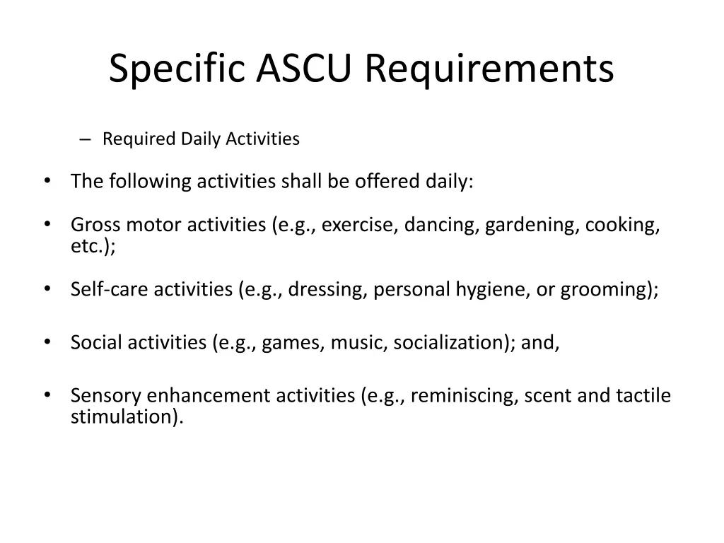 specific ascu requirements 8