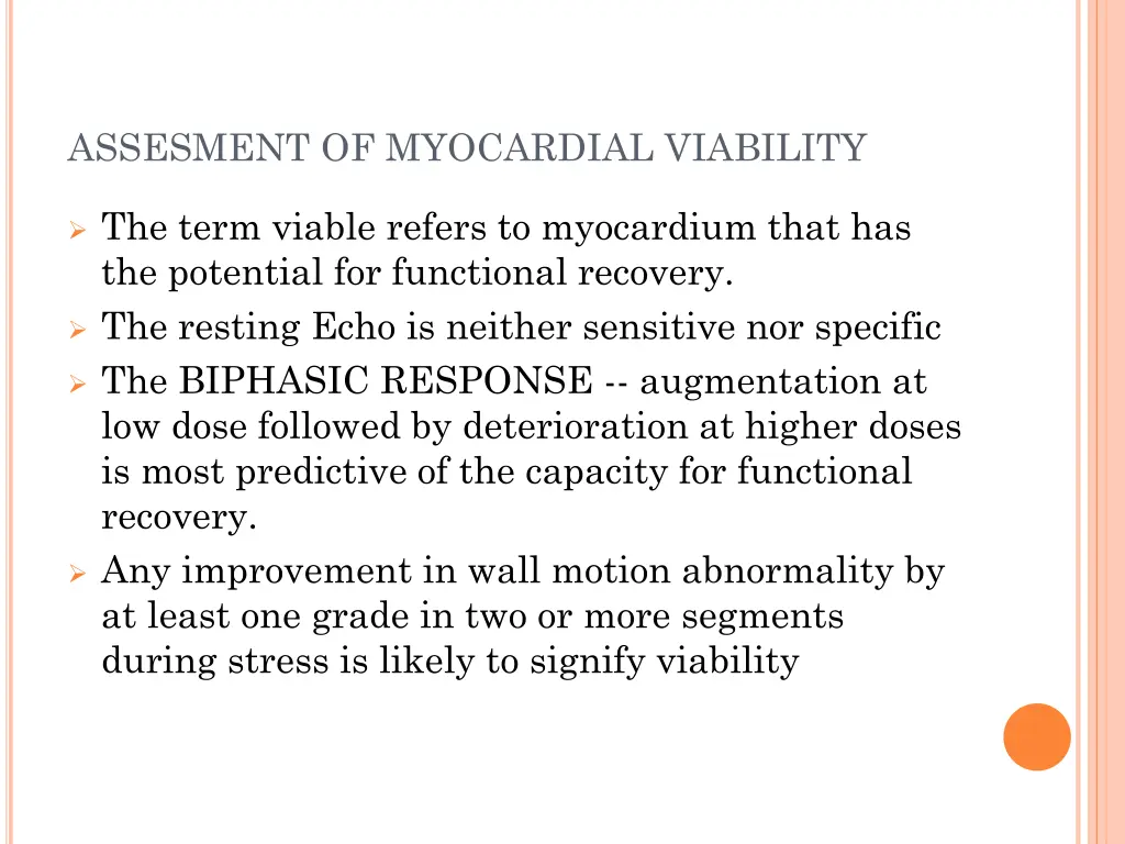 assesment of myocardial viability