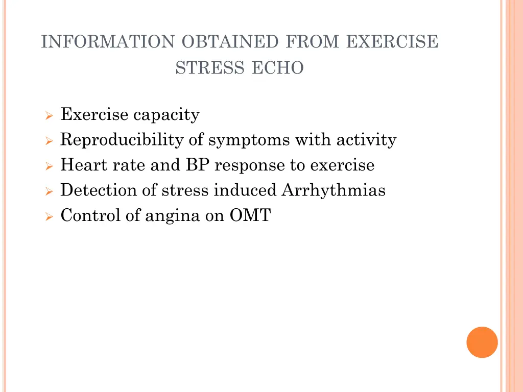 information obtained from exercise stress echo