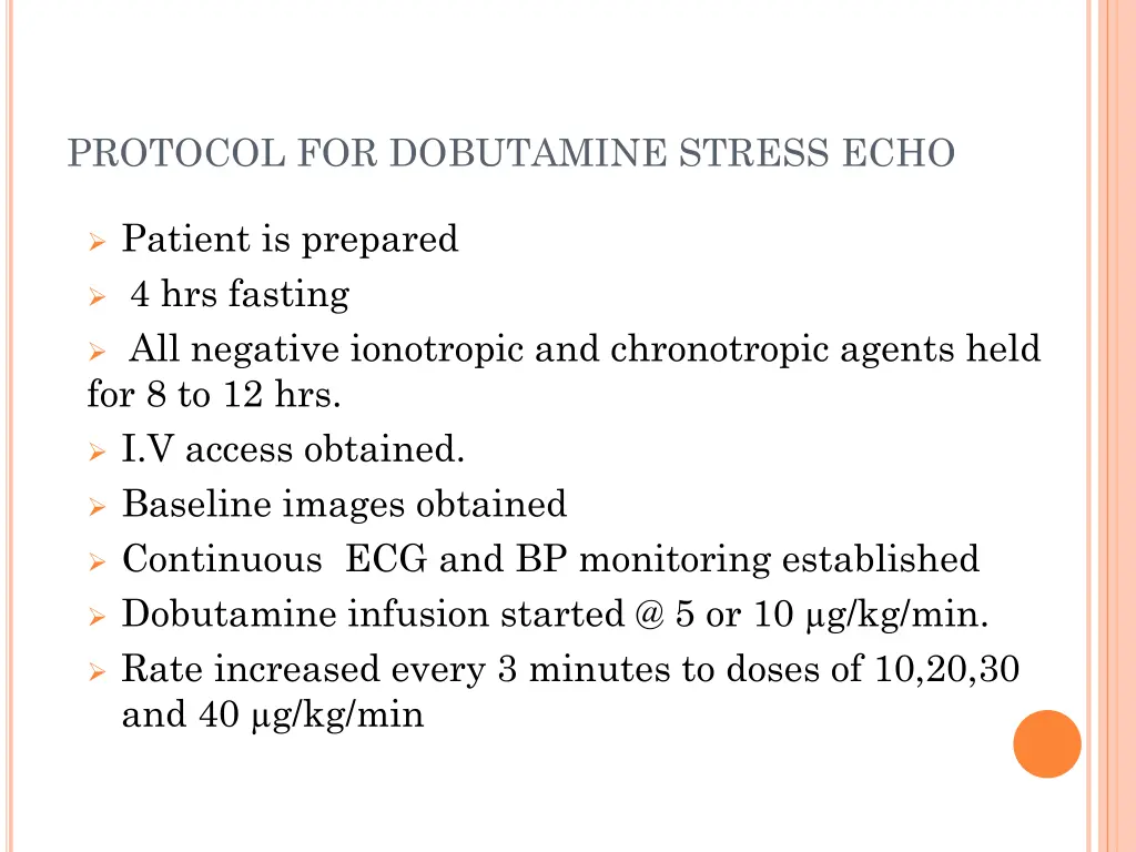 protocol for dobutamine stress echo