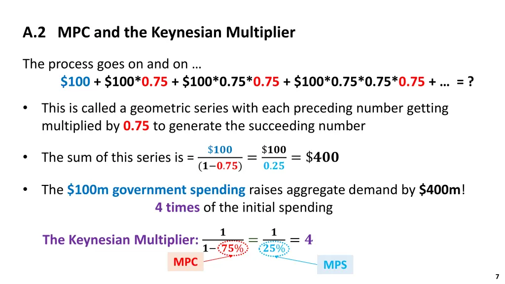 a 2 mpc and the keynesian multiplier 2