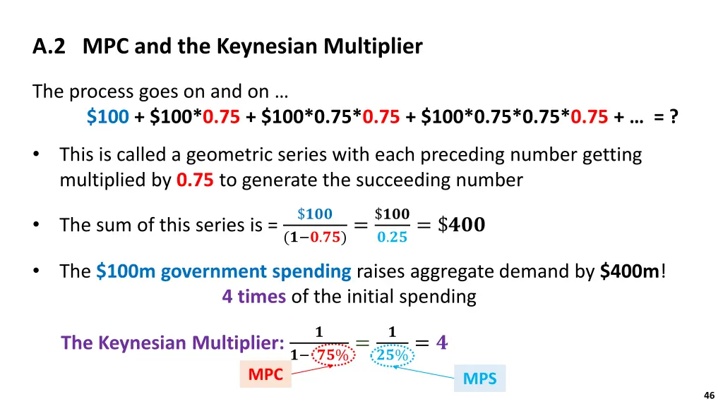 a 2 mpc and the keynesian multiplier 6