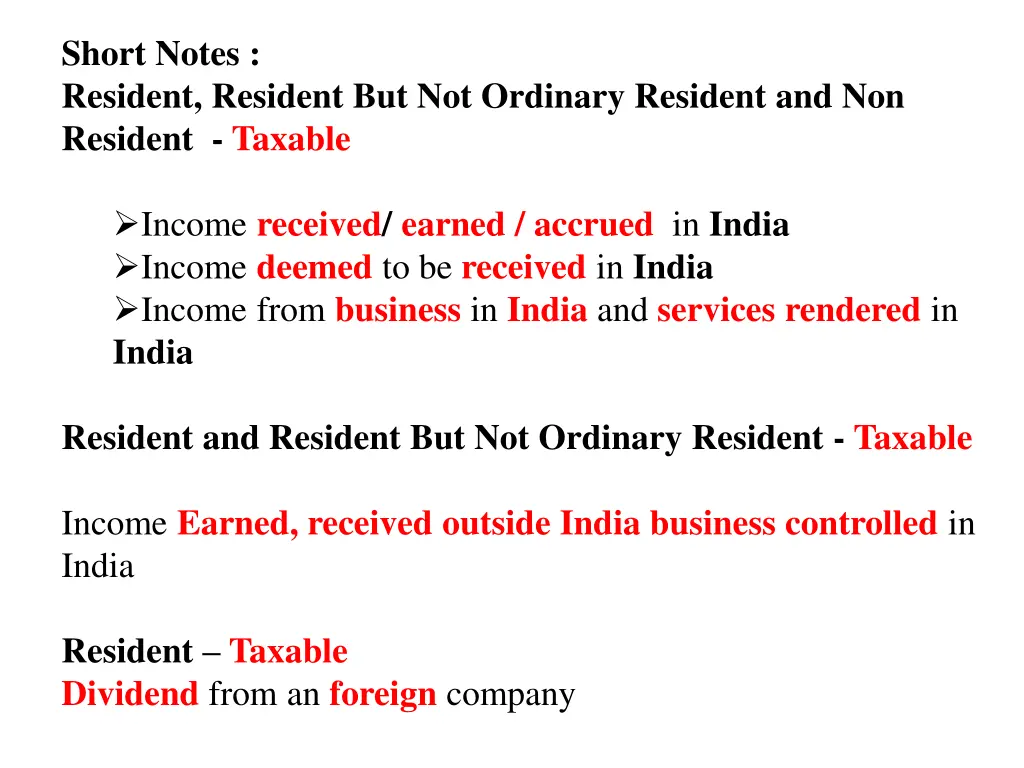 short notes resident resident but not ordinary