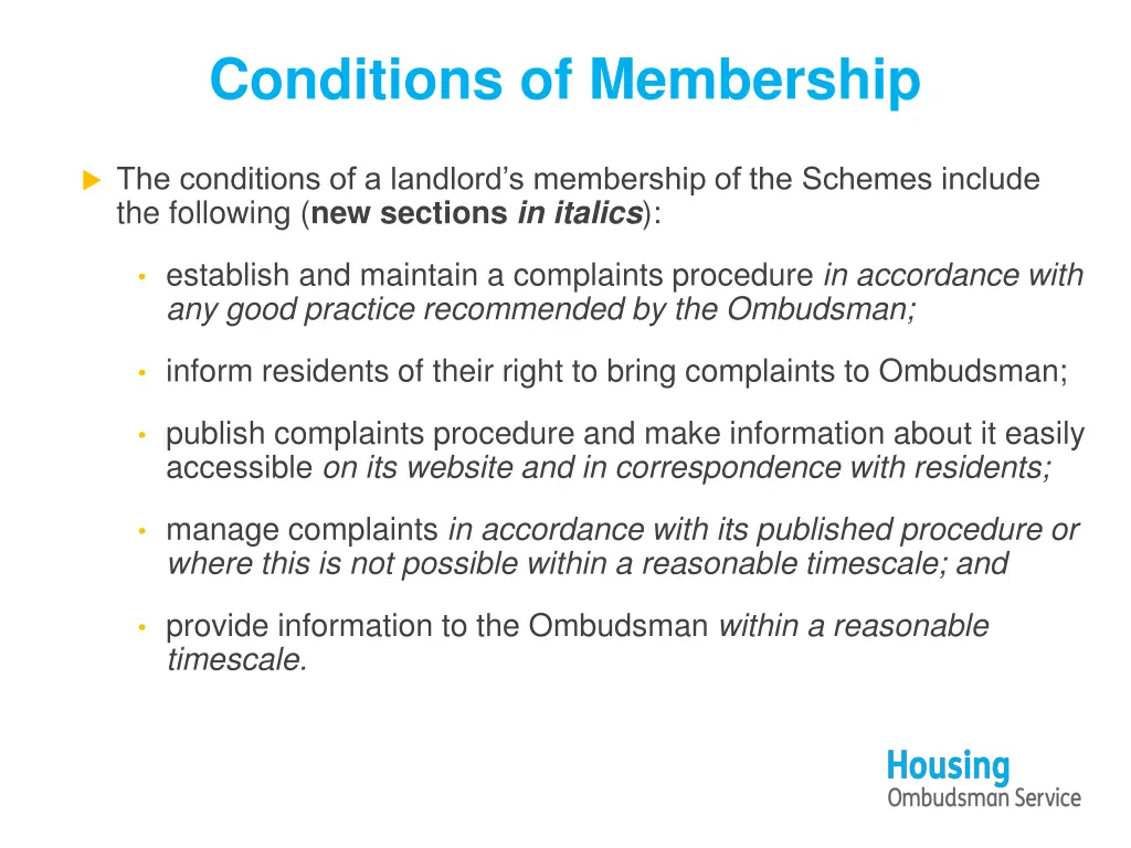 conditions of membership