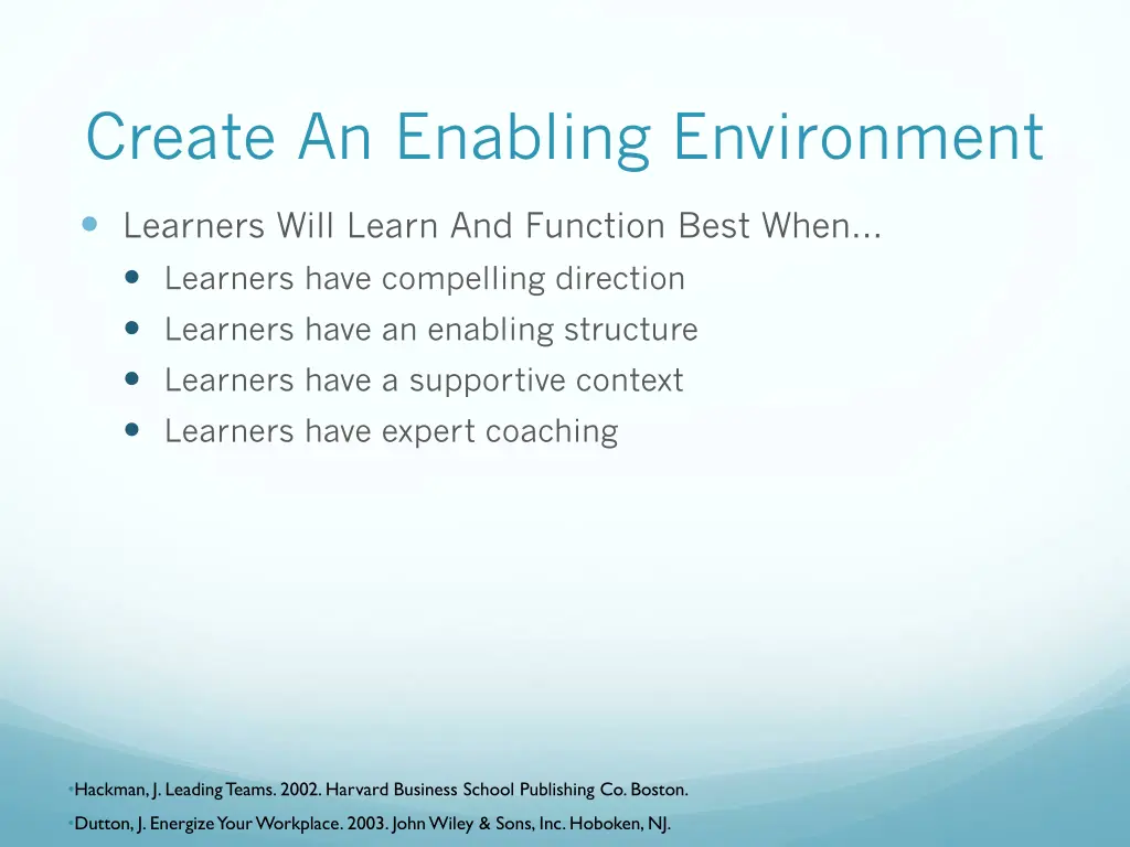 create an enabling environment