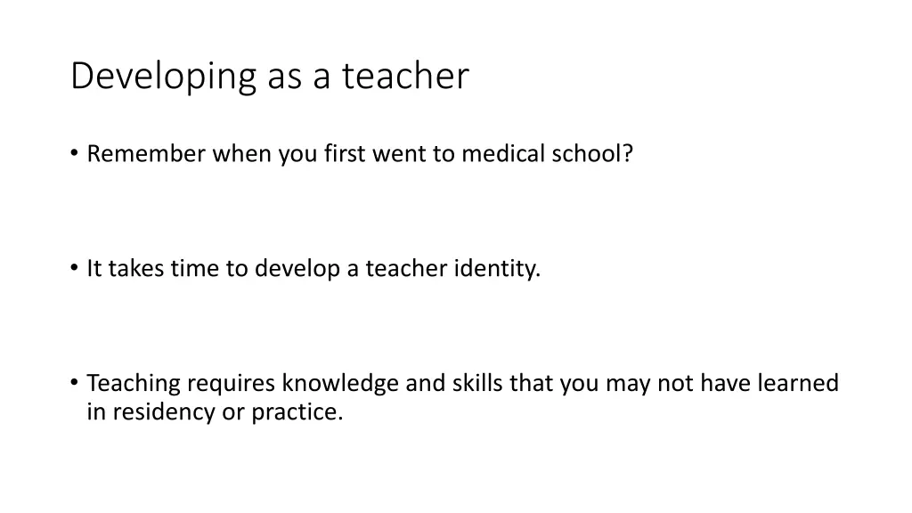 developing as a teacher