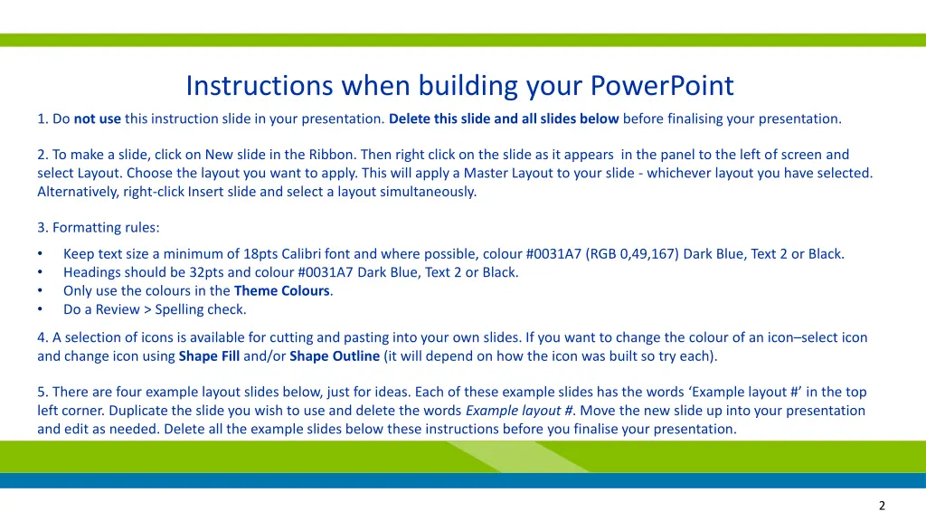 instructions when building your powerpoint