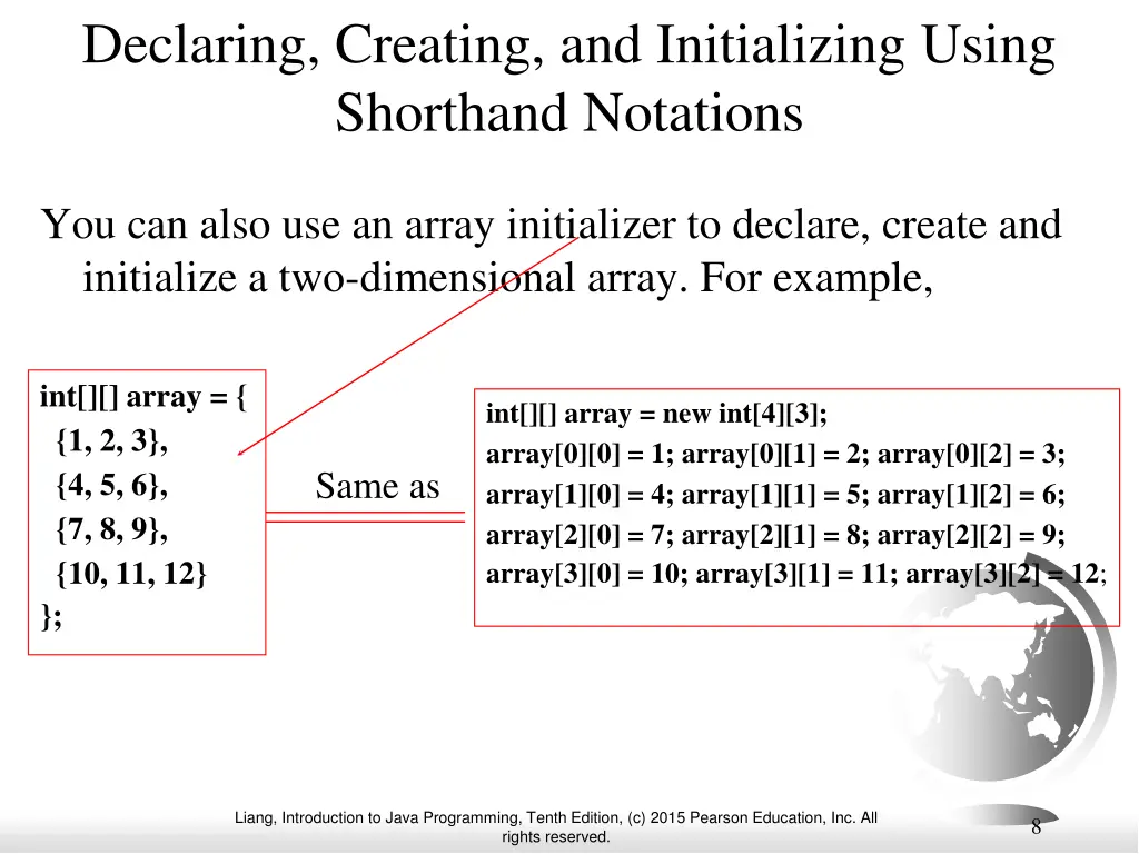 declaring creating and initializing using