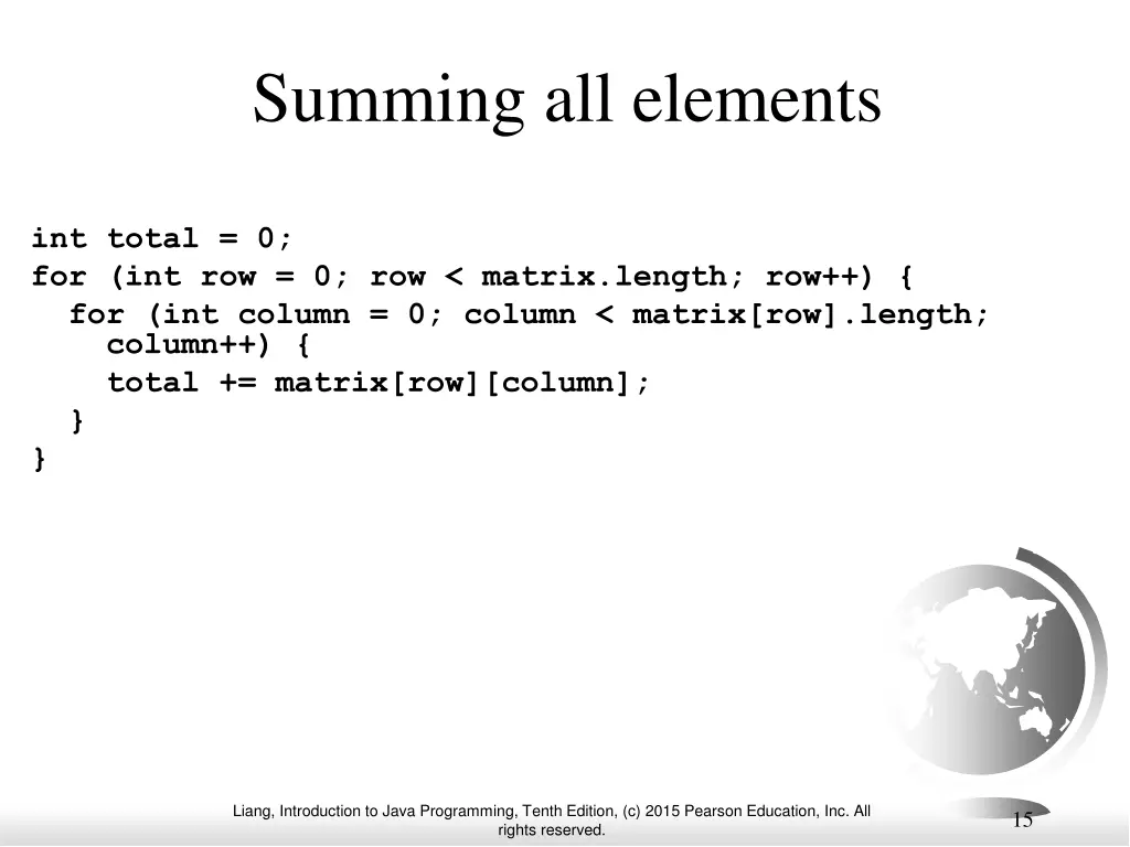 summing all elements