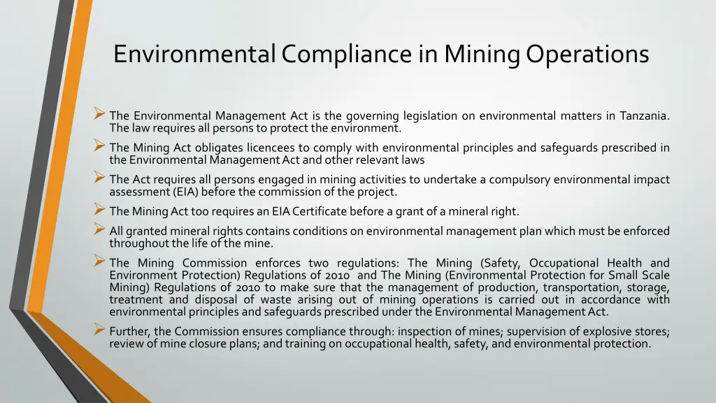 environmental compliance in mining operations