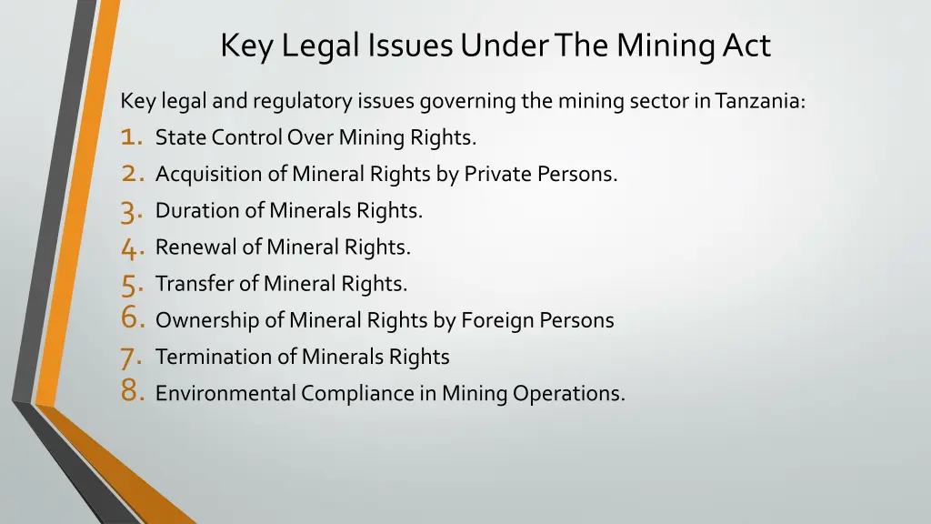 key legal issues under the mining act