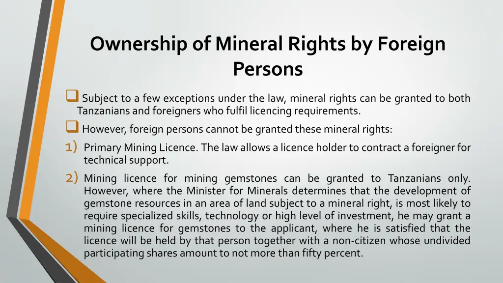 ownership of mineral rights by foreign persons