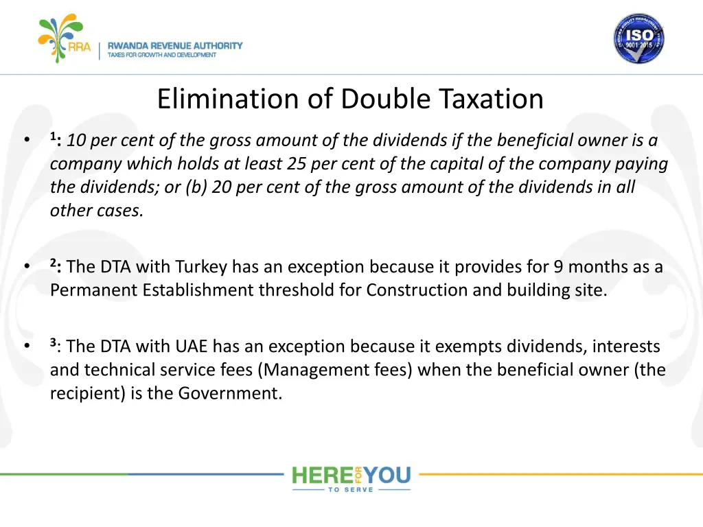 elimination of double taxation