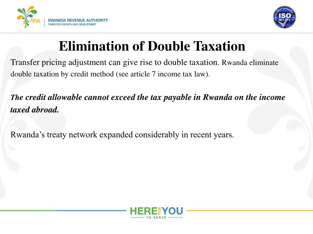 elimination of double taxation transfer pricing