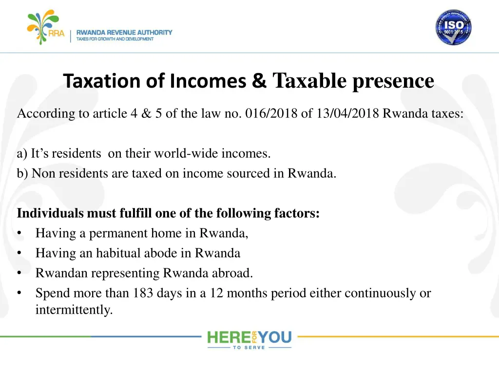 taxation of incomes taxable presence