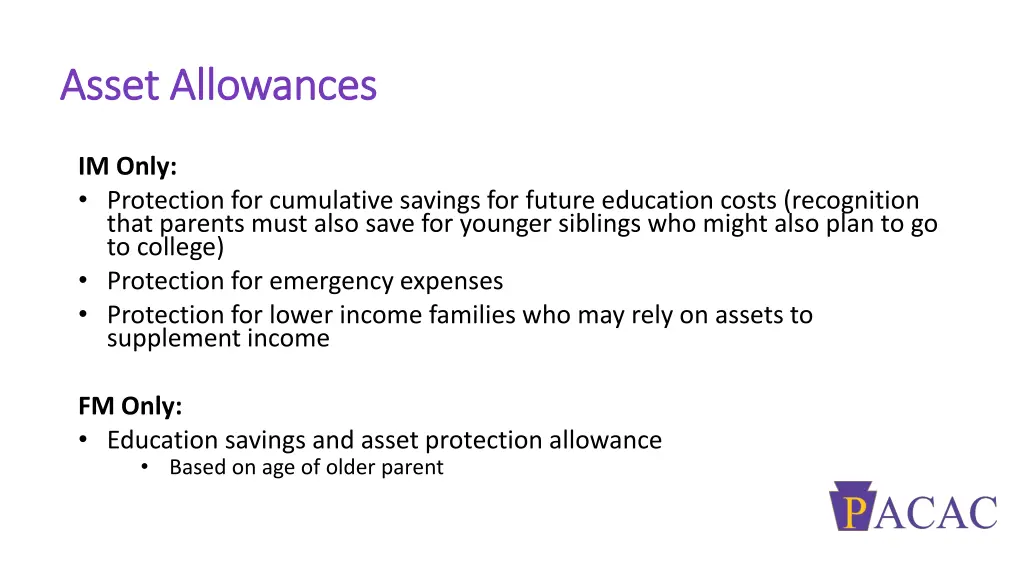 asset allowances asset allowances