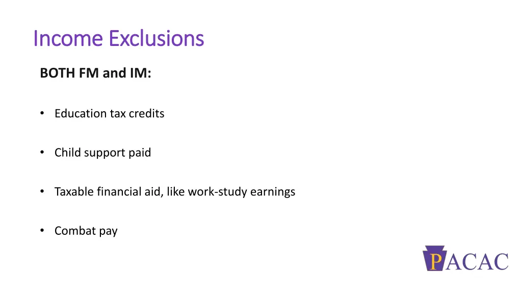 income exclusions income exclusions