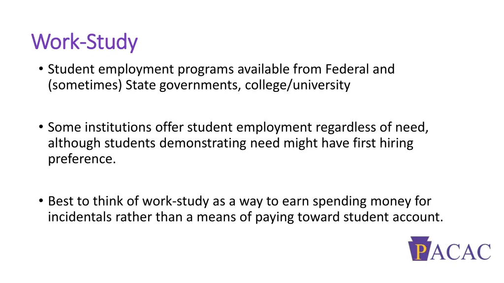 work work study student employment programs