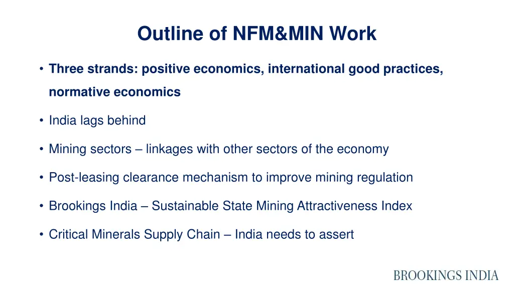 outline of nfm min work