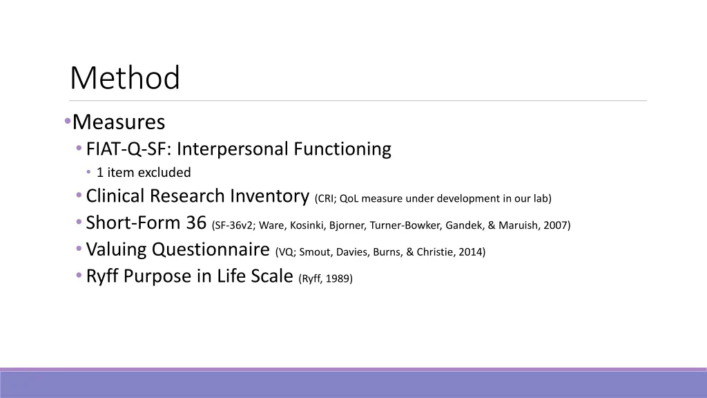 method measures fiat q sf interpersonal