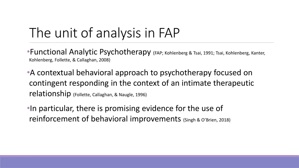 the unit of analysis in fap