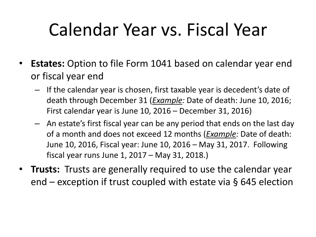 calendar year vs fiscal year