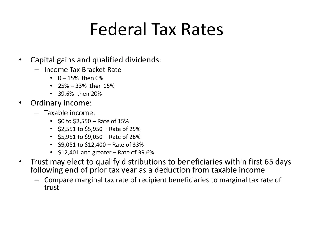 federal tax rates