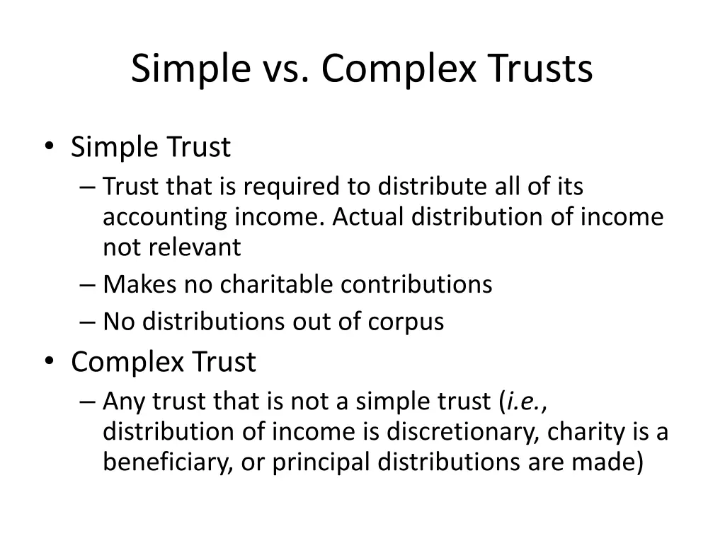 simple vs complex trusts