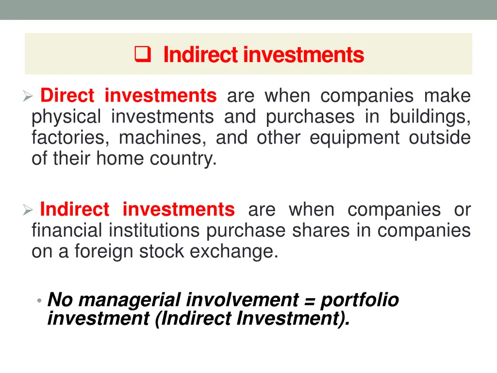 indirect investments