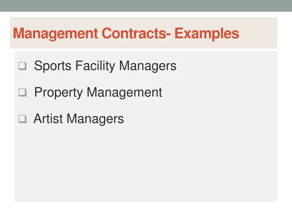 management contracts examples