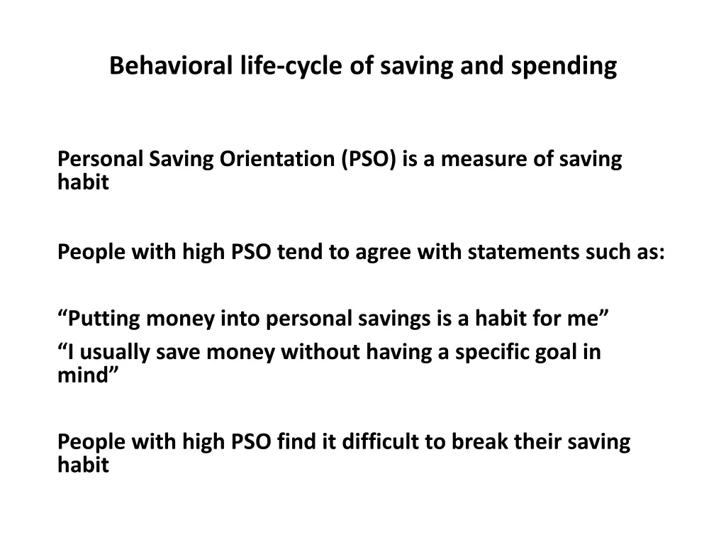 behavioral life cycle of saving and spending 10