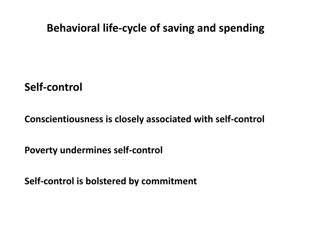 behavioral life cycle of saving and spending 11