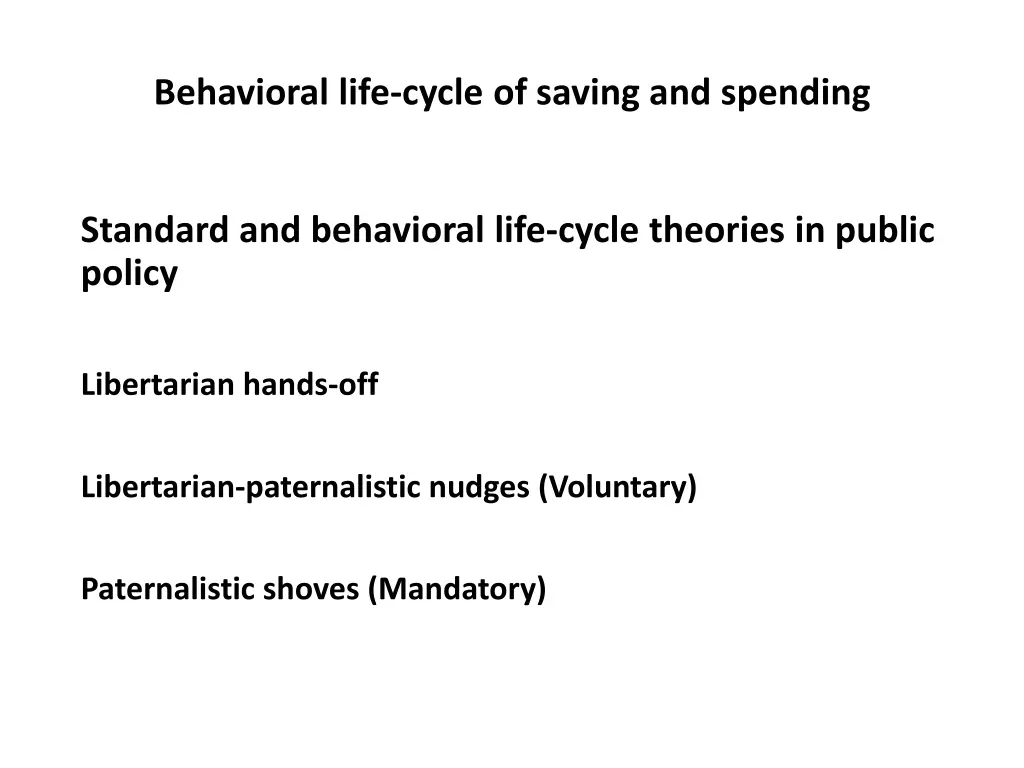 behavioral life cycle of saving and spending 15