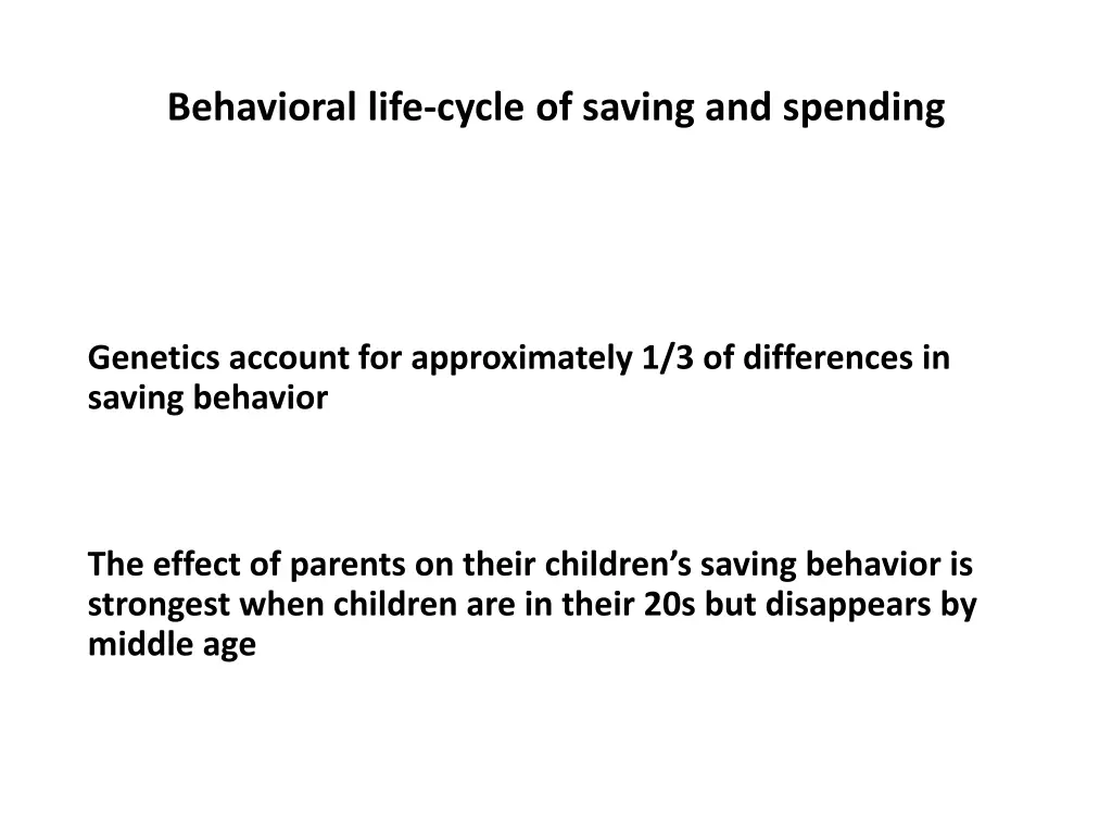 behavioral life cycle of saving and spending 9